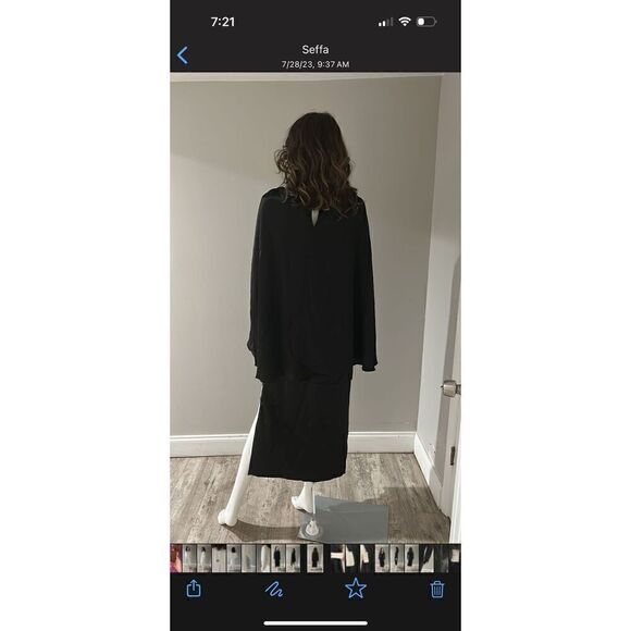 Marina Moscone Drape Twist Front Cape Effect Satin Dress Size 10 - Picture 7 of 10